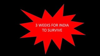 3 WEEKS FOR INDIA
TO SURVIVE
 
