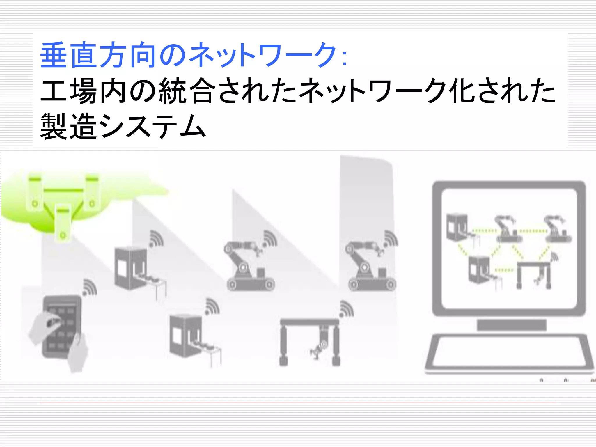 垂直方向のネットワーク： 
工場内の統合されたネットワーク化された 
製造システム 
 