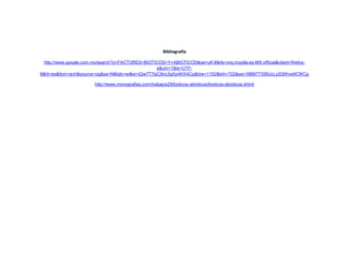 Bibliografía

  http://www.google.com.mx/search?q=FACTORES+BIOTICOS+Y+ABIOTICOS&oe=utf-8&rls=org.mozilla:es-MX:official&client=firefox-
                                                  a&um=1&ie=UTF-
8&hl=es&tbm=isch&source=og&sa=N&tab=wi&ei=jQw7T7bjC8nc2gXp4KXACg&biw=1152&bih=722&sei=SBM7T5S6JcLy2QWvw9CWCg

                        http://www.monografias.com/trabajos29/bioticos-abioticos/bioticos-abioticos.shtml
 