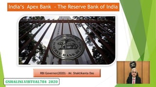 India‘s Apex Bank - The Reserve Bank of India
RBI Governor(2020) – Mr. Shaktikanta Das
©SHALINI.VIRTUAL784 2020
 