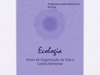 Ecologia Níveis de Organização da Vida e Cadeia Alimentar Professora: Andréa Barreto M. da Poça 