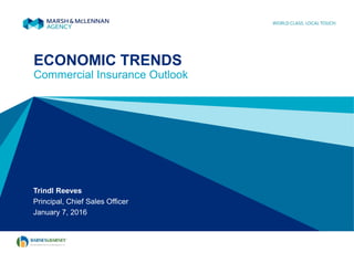ECONOMIC TRENDS
Commercial Insurance Outlook
Trindl Reeves
Principal, Chief Sales Officer
January 7, 2016
 