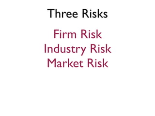 Three Risks
  Firm Risk
Industry Risk
 Market Risk
 