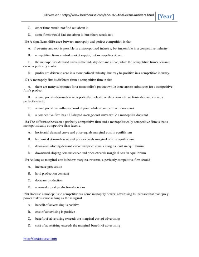 eco 365 final exam answers During the winter break, sam decides to go for a skiing vacation in aspen instead of taking piano lessons the opportunity cost of the skiing vacation is the. eco 365 final exam answers During the winter break, sam decides to go for a skiing vacation in aspen instead of taking piano lessons the opportunity cost of the skiing vacation is the.