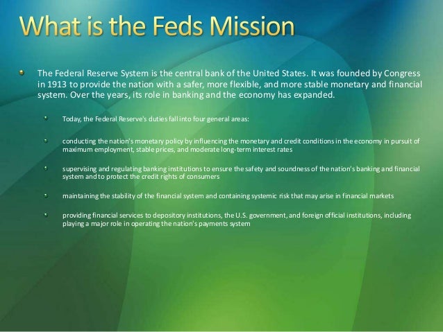 eco 372 week 4 federal reserve Eco 372 week 4 federal reserve presentation individual federal reserve presentation your boss has chosen you to give a presentation to a number of foreign officials regarding the united states federal reserve system. eco 372 week 4 federal reserve Eco 372 week 4 federal reserve presentation individual federal reserve presentation your boss has chosen you to give a presentation to a number of foreign officials regarding the united states federal reserve system.