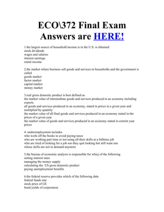 Eco 372 final exam | DOC