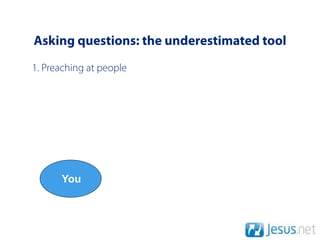Asking questions: the underestimated tool
1. Preaching at people




      You
 