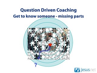 Question Driven Coaching
Get to know someone - missing parts




          ?
 