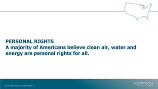 PERSONAL RIGHTS
A majority of Americans believe clean air, water and
energy are personal rights for all.
American Climate ...