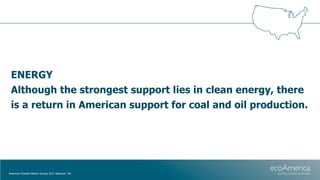 ENERGY
Although the strongest support lies in clean energy, there
is a return in American support for coal and oil product...