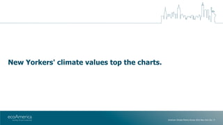 New Yorkers' climate values top the charts.
American Climate Metrics Survey 2016 New York City | 9
 