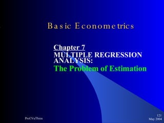 Basic Econometrics   Chapter 7 MULTIPLE REGRESSION ANALYSIS:  The Problem of Estimation May 2004 Prof.VuThieu 