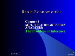 Basic Econometrics   Chapter 8 MULTIPLE REGRESSION ANALYSIS:  The Problem of Inference May 2004 Prof.VuThieu 