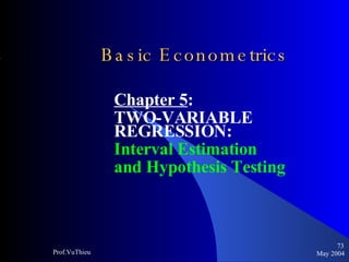 Basic Econometrics   Chapter 5 :  TWO-VARIABLE REGRESSION:  Interval Estimation  and Hypothesis Testing   May 2004 Prof.VuThieu 