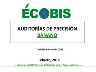 AUDITORÍAS DE PRECISIÓN
         BANANO

                    División Banano ECOBIS



                      Febrero, 2012
…..Soluciones ECOnómicas y ECOlógicas para el Agroecuatoriano…..
 