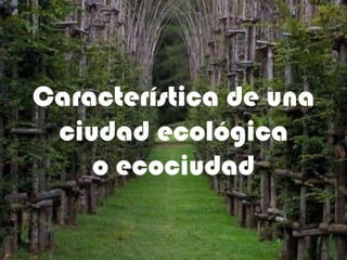 Característica de una
ciudad ecológica
o ecociudad

 