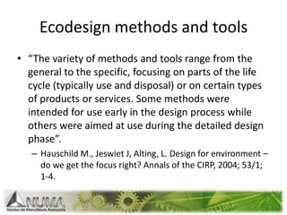 More than 150 ecodesign methods and tools