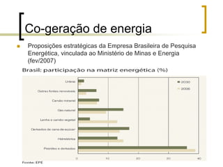 Co-geração de energia
Proposições estratégicas da Empresa Brasileira de Pesquisa
Energética, vinculada ao Ministério de Minas e Energia
(fev/2007)
 