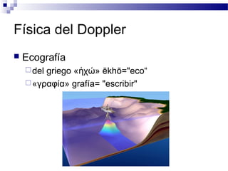 Física del Doppler
   Ecografía
     delgriego «ἠχώ» ēkhō="eco“
     «γραφία» grafía= "escribir"
 