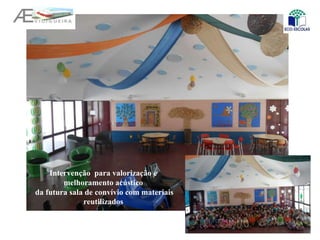 Intervenção para valorização e
melhoramento acústico
da futura sala de convívio com materiais
reutilizados
 