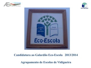 Candidatura ao Galardão Eco-Escola 2013/2014
Agrupamento de Escolas de Vidigueira
 