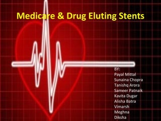 Medicare & Drug Eluting Stents

BY:
Payal Mittal
Sunaina Chopra
Tanishq Arora
Sameer Patnaik
Kavita Dugar
Alisha Batra
Vimarsh
Meghna
Diksha

 