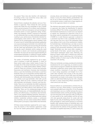 Herbicide Effects on Sugarcane

the ground. These vines also interfere with mechanical
harvesting as they wrap around the various rollers and
knives of the chopper harvester.
Several factors complicate the selection and use of herbicides in sugarcane. These include the: short growing
season that makes the crop susceptible to injury, double
infancy period, presence of two distinct weed complexes,
and need for both pre-emergence and post-emergence
herbicidal activity at each application timing. Further,
timely and adequate rainfall is required for herbicides
to work effectively. Rain can delay herbicide application
resulting in poor performance of herbicides intended for
preemergence weed control or allow weeds to exceed
optimum size for postemergence control resulting in lack
of control. Lack of rainfall following herbicide application
can cause preemergence herbicides to be relatively ineffective by not activating and incorporating the herbicide
into the weed seed germination zone of the soil or by
slowing the weed’s metabolic activity making the weed
less likely to absorb and translocate postemergence
herbicides. Too much rain can cause excessive leaching of
preemergence herbicides or washing off recently applied
postemergence herbicides reducing their effectiveness.
The number of herbicides registered for use in sugarcane in Louisiana is small (see Appendix 1). Many of
these control weeds using a similar mode of action. For
example, five of the sixteen herbicides used in sugarcane
in Louisiana are mobile photosynthesis inhibitors (Photosystem II). These are: atrazine, a triazine class herbicide;
hexazinone and metribuzin, triazinone class herbicides;
diuron, a urea class herbicide; and terbacil, a uracil class
herbicide. There are two herbicides used that inhibit mitosis (microtubule disruption). These are pendimethalin and
trifluralin, both dinitroanaline class herbicides. There are
two synthetic auxin-type herbicides which alter growth
regulation. These are 2,4-D, a phenoxy-carboxylic acid
class herbicide, and dicamba, a benzoic acid class herbicide. There are two herbicides that inhibit acetolactate
synthase (branched-chain amino acid synthesis). These are
halosulfuron and trifloxysulfuron, both sulfonylurea class
herbicides. There are two protoporphyrinogen oxidase
inhibitor, flumioxazin, an N-phenylphthalimide class herbicide, and sulfentrazone, a triazolinone class herbicide.
There is one pigment-inhibiting herbicide, clomazone, a
triazole class herbicide, and one dihydropteroate synthase
inhibitor (nucleotide synthesis), asulam, a carbamate
class herbicide, and one contact photosynthesis inhibitor
(Photosystem I), paraquat, a bipyradilium class herbicide.
Of these sixteen herbicides registered for use in sugarcane, the majority of the herbicide applications would
be from the mobile photosynthesis inhibitors, primarily

atrazine, diuron, and metribuzin, and would be followed
closely in use by the mitotic inhibitor, pendimethalin. The
loss of any of these herbicides due to resistance or for
environmental concerns would have a huge negative effect on the sugarcane industry in Louisiana.
The relatively close genetic relation of many grass weeds
to sugarcane also makes the identification of selective
herbicides difficult. This is further compounded by the fact
that herbicide manufacturers in recent years are reluctant
to register new chemistries for sugarcane in the U.S. as
the market value for herbicides for a crop planted to only
410,000 ha is small. Because sugarcane is cultured as
a perennial crop there is also a possibility that injury in
one crop-year may carry over to the subsequent ratoon
crop adding to the to cost of the manufacturer’s liability
for herbicide injury. Herbicidal injury can take on several
forms ranging from temporary leaf discoloration and
stunting to more permanent reductions in stalk count and
height. Herbicides may also cause either complete or
partial death of the below- ground ratoon buds, which
would impact subsequent ratoon crops. Obviously, any
long-term impact would result in reduced crop yield and
may ultimately require replanting prior to harvesting a
sufficient number of ratoon crops to offset the high costs
associated with planting.
When new herbicides are being considered by herbicide
manufacturers for use in sugarcane, we conduct an active
weed research program to identify the potential of these
herbicides to selectively control weeds under Louisiana’s
unique conditions. Assessment of crop injury is based
on visual ratings (population and height) two to four
weeks after treatment and at layby as the crop enters
the grand growth period. Actual stalk counts and height
measurements are made in mid-summer. Cane and sugar
yields are determined following harvest with a chopper
harvester to assess season-long effects associated with
weed control and crop injury.
Several methods are recommended to minimize the potential for crop injury. These include: (1) ensuring that the
newly planted stalks have at least 8 to 10 cm of packed
soil at planting to serve as a buffer between the zone of
residual herbicide activity and the germinating vegetative
root and shoot buds of the sugarcane stalk; (2) utilization
of rates specific to the weed problem and the soil type
with rates generally being lower for sandy soils and
higher for clay soils; (3) identifying rates that will give the
level and length of weed control necessary to maximize
benefits while reducing chances of herbicide injury and
reduced yield; (4) ensuring that tank-mix combinations do
not compromise the safeness of the application when the
herbicides are applied separately (2 x safety factor); (5)

86
Tópicos em Ecofisiologia da Cana de Açúcar

_projeto1.indb 86

13/10/10 10:22

 