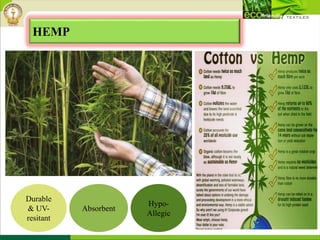 HEMP
Durable
& UV-
resitant
Absorbent
Hypo-
Allegic
 