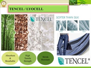 TENCEL / LYOCELL
Absorbent
&
Breathable
High
Tensile
Strength
Shrink
Resistant
 