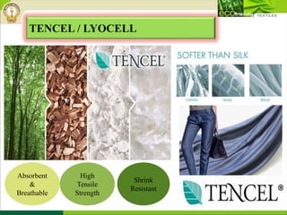 TENCEL / LYOCELL
Absorbent
&
Breathable
High
Tensile
Strength
Shrink
Resistant
 