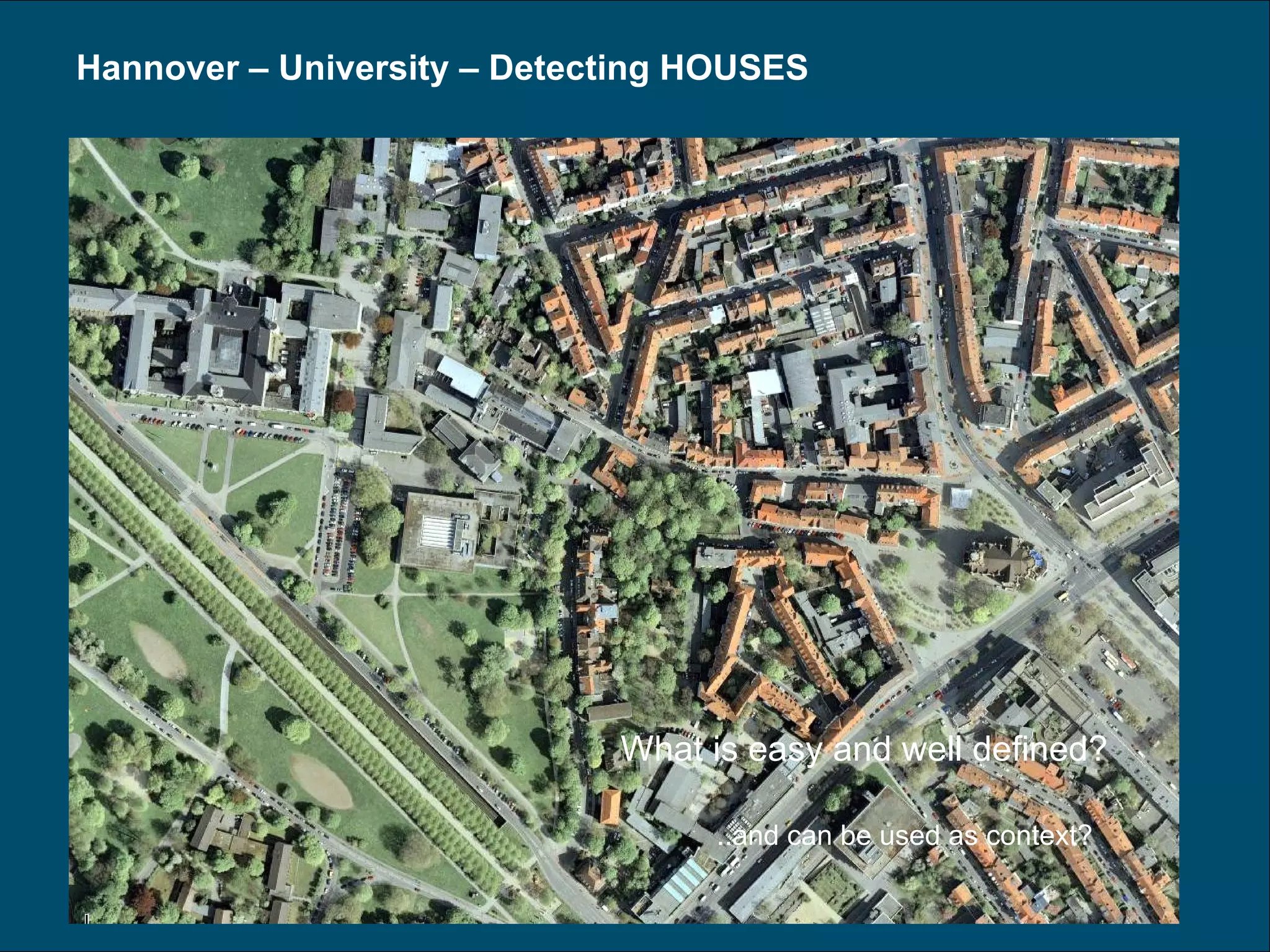 Hannover – University – Detecting HOUSES What is easy and well defined? ..and can be used as context? 