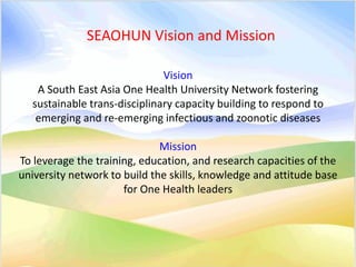 South East Asia One Health University Network (SEAOHUN): A regional network for One Health capacity building
