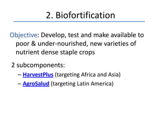 Agriculture for nutrition and health
