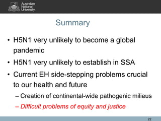 Avian influenza, pandemic influenza, ecohealth