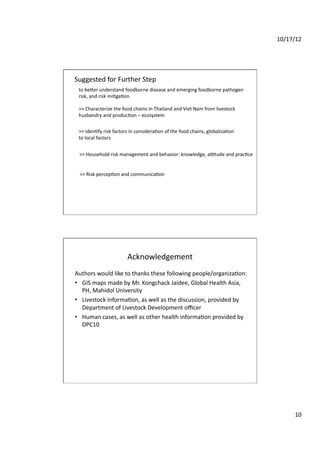 Food safety and emerging foodborne pathogens in Thailand and Vietnam