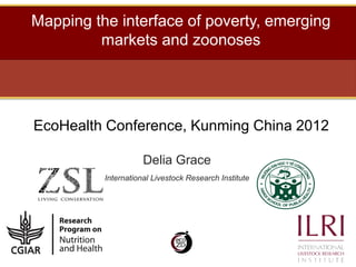 Mapping the interface of poverty, emerging
         markets and zoonoses




EcoHealth Conference, Kunming China 2012

                     Delia Grace
          International Livestock Research Institute
 