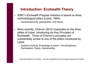 EcoHealth capacity building and applied research: Challenges and lessons learnt from ILRI EcoZD