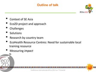 EcoHealth in action in Southeast Asia: Results and experiences from six transdisciplinary research teams and two EcoHealth Resource Centres