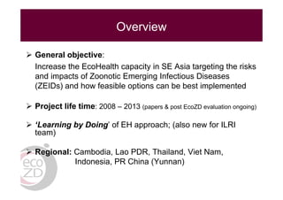 EcoZD and other EcoHealth/One Health initiatives in Southeast Asia: Lessons and perspectives
