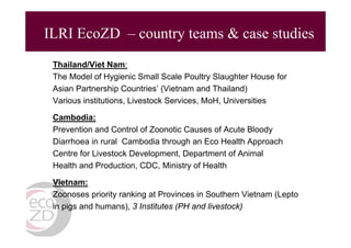 EcoZD and other EcoHealth/One Health initiatives in Southeast Asia: Lessons and perspectives