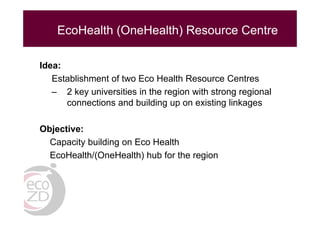 EcoZD and other EcoHealth/One Health initiatives in Southeast Asia: Lessons and perspectives
