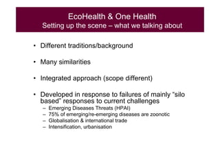 EcoZD and other EcoHealth/One Health initiatives in Southeast Asia: Lessons and perspectives