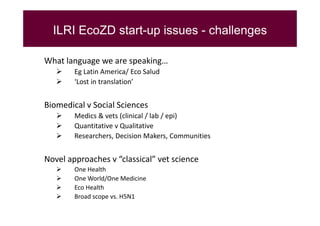 EcoHealth–One Health capacity building at Chiang Mai University and in the region: Experiences and challenges