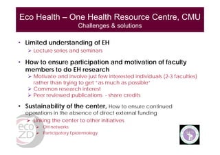 EcoHealth and One Health capacity building in Southeast Asia: An overview with focus on ILRI’s work