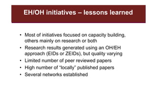 EcoHealth and One Health capacity building in Southeast Asia: An overview with focus on ILRI’s work