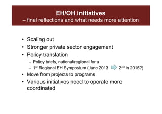 EcoHealth and One Health capacity building in Southeast Asia: An overview with focus on ILRI’s work