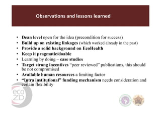 EcoHealth-One Health resource centres in Thailand and Indonesia: Establishment, success and perspective