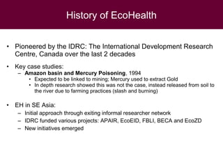 Ecohealth perspectives: From Ecohealth theory to practice (case studies)