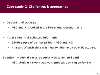 Ecohealth perspectives: From Ecohealth theory to practice (case studies)