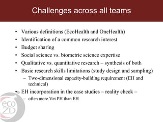 Ecohealth and One Health research in Southeast Asia: Examples, challenges, successes and outlook
